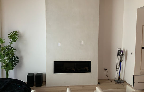 Plain fireplace before renovation